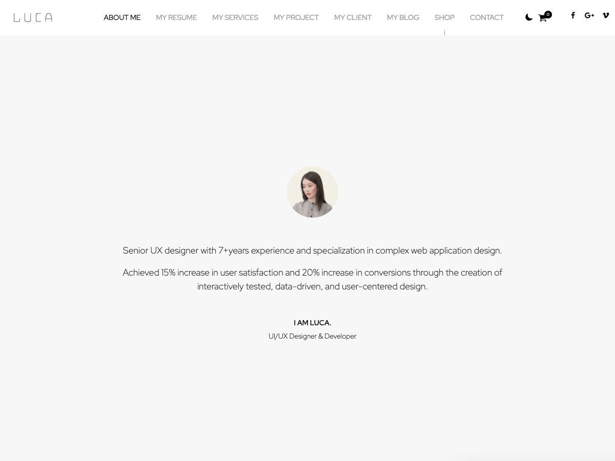 Luca Portfolio WordPress 主题
