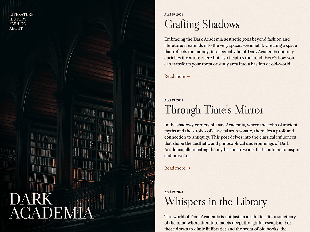Dark Academia WordPress 主题