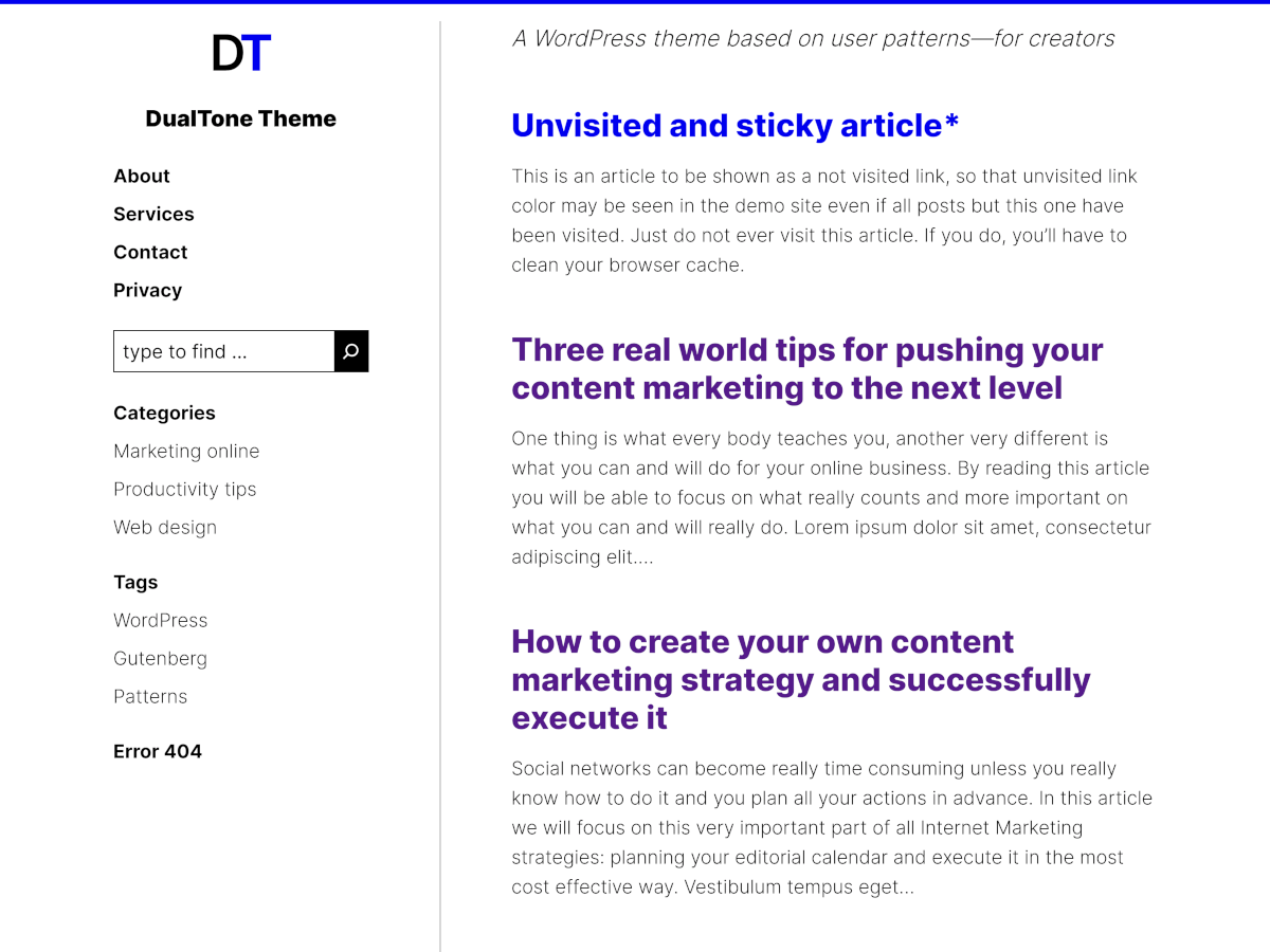 DualTone WordPress 主题