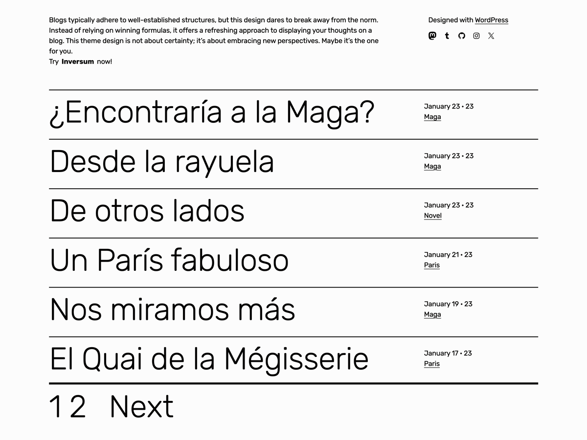 Inversum WordPress 主题