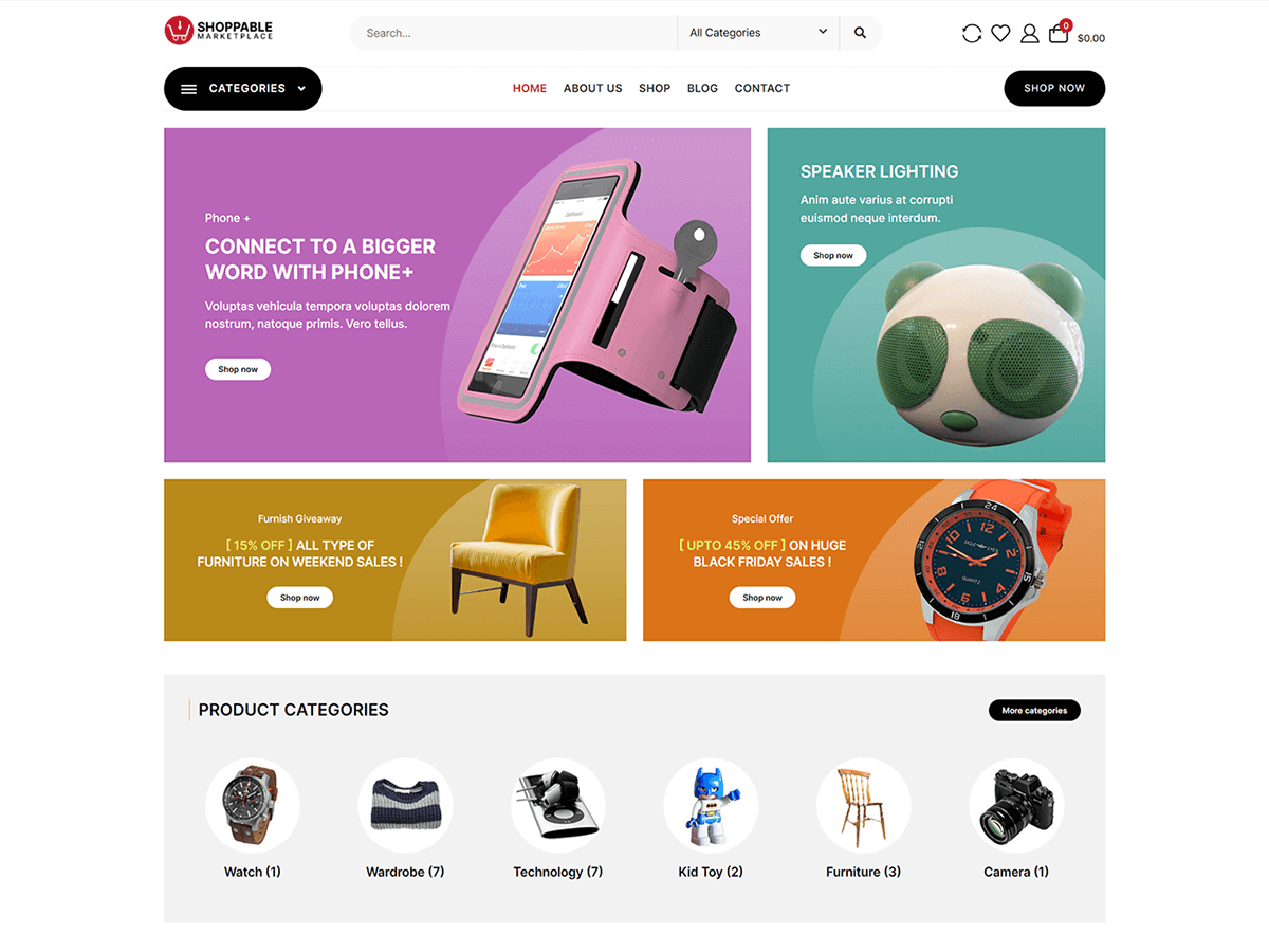 Shoppable Marketplace WordPress 主题