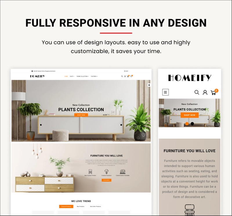 Homeify Mega Wood–家具家居–装饰 Shopify 2.0 主题