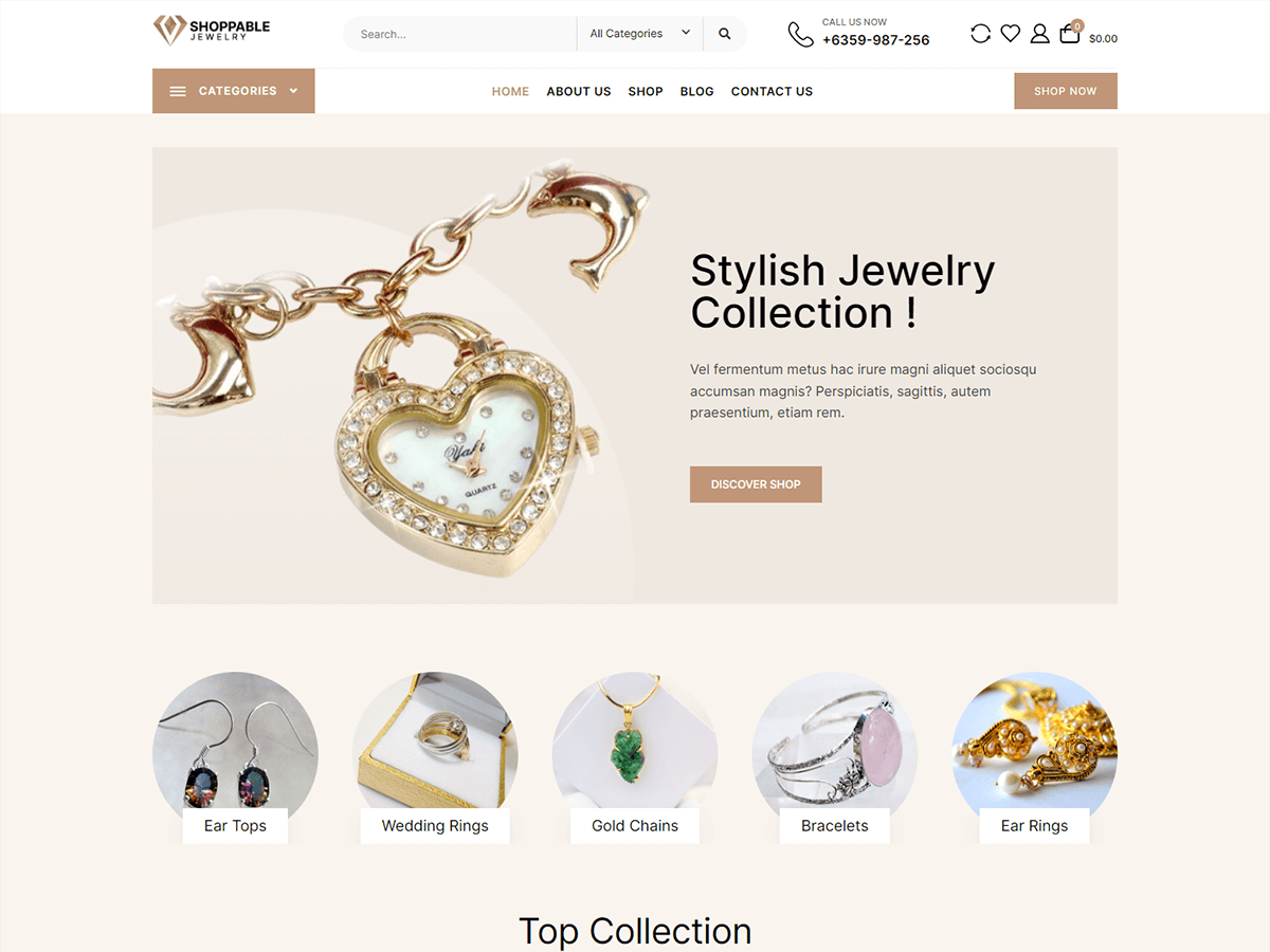 Shoppable Jewelry WordPress 主题