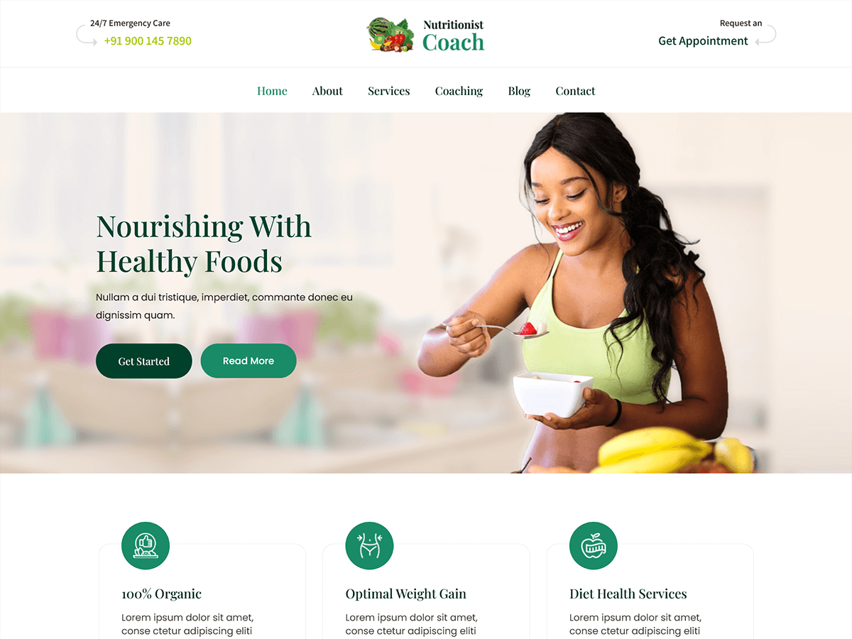 SKT Nutritionist Coach WordPress 主题