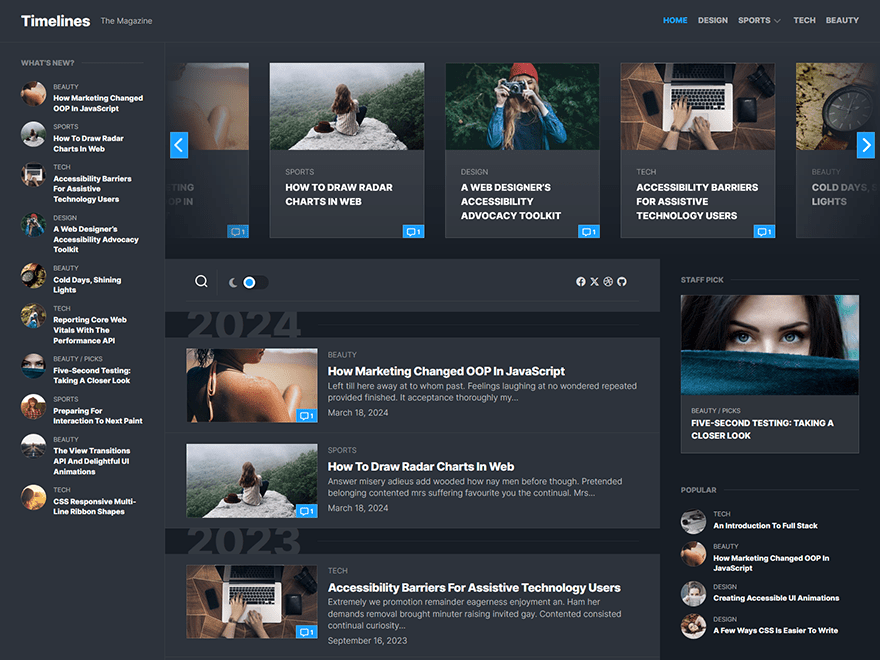 Timelines WordPress 主题