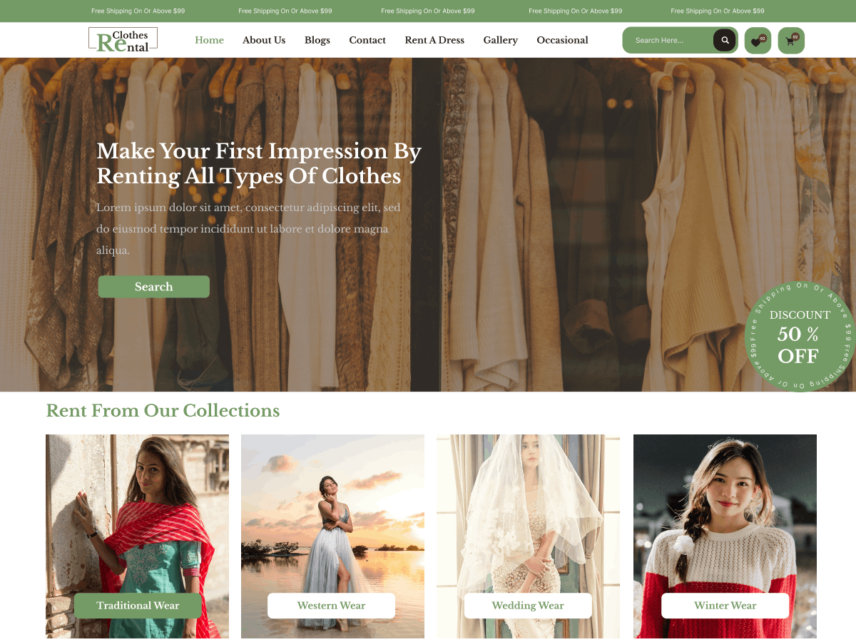 FSE Cloths Rental WordPress 主题