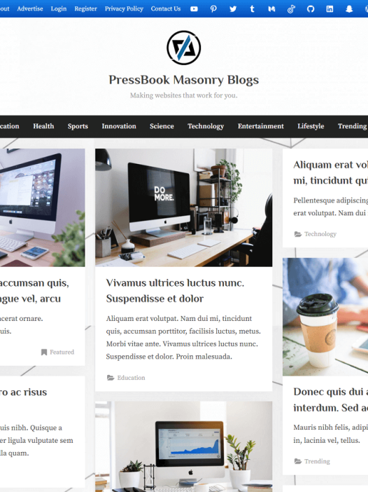 PressBook Masonry Blogs WordPress 主题
