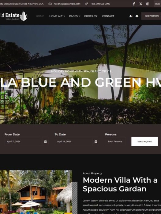 Real Estate Dark House WordPress 主题