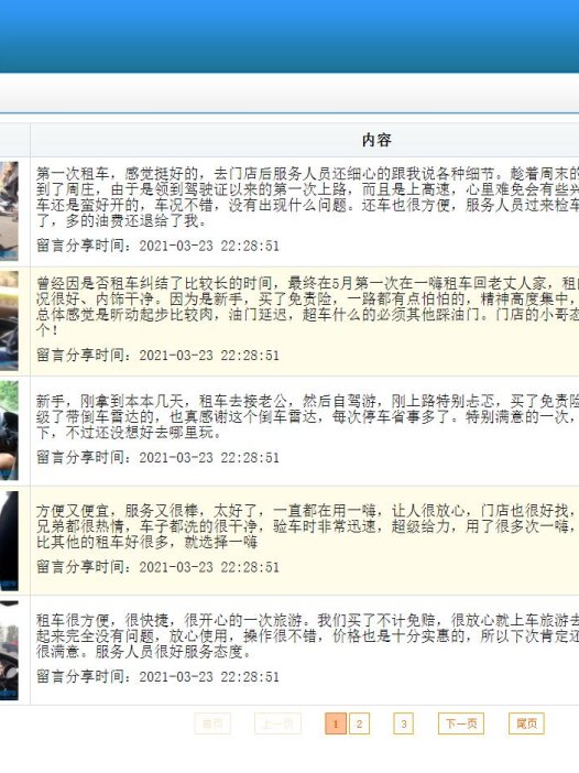 基于java汽车租赁管理系统